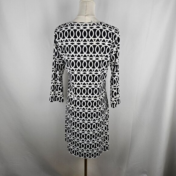 Lulu-B Dress Size Small Black & White Geometric Catalina Fabric Stretch Resort - Picture 3 of 7